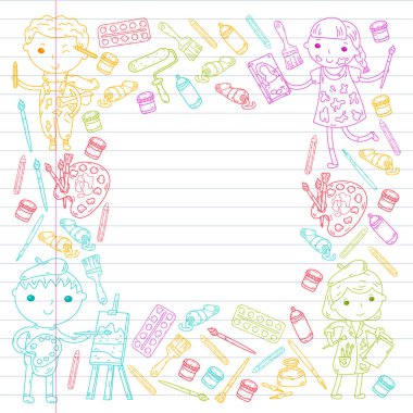 Çocukların yaratıcılık anaokulu, okul sanat çocuklar ve kızlar çizim ve resimleri Boyama Çocuk Sanat ve Tasarım Okulu