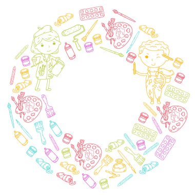 Çocukların yaratıcılık anaokulu, okul sanat çocuklar ve kızlar çizim ve resimleri Boyama Çocuk Sanat ve Tasarım Okulu