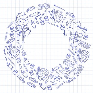 Çocukların yaratıcılık anaokulu, okul sanat çocuklar ve kızlar çizim ve resimleri Boyama Çocuk Sanat ve Tasarım Okulu