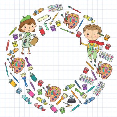 Çocukların yaratıcılık anaokulu, okul sanat çocuklar ve kızlar çizim ve resimleri Boyama Çocuk Sanat ve Tasarım Okulu