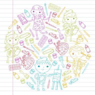 Çocukların yaratıcılık anaokulu, okul sanat çocuklar ve kızlar çizim ve resimleri Boyama Çocuk Sanat ve Tasarım Okulu