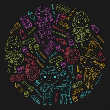 Çocukların yaratıcılık anaokulu, okul sanat çocuklar ve kızlar çizim ve resimleri Boyama Çocuk Sanat ve Tasarım Okulu