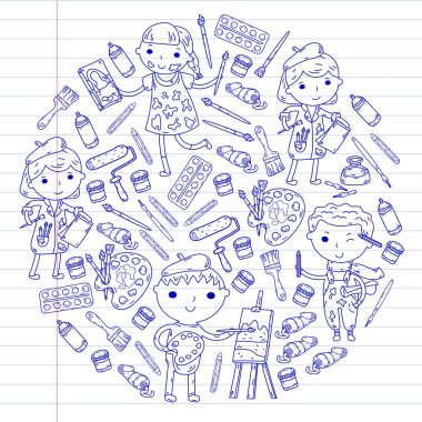 Çocukların yaratıcılık anaokulu, okul sanat çocuklar ve kızlar çizim ve resimleri Boyama Çocuk Sanat ve Tasarım Okulu