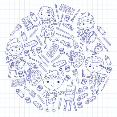 Çocukların yaratıcılık anaokulu, okul sanat çocuklar ve kızlar çizim ve resimleri Boyama Çocuk Sanat ve Tasarım Okulu