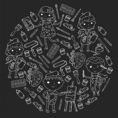 Çocukların yaratıcılık anaokulu, okul sanat çocuklar ve kızlar çizim ve resimleri Boyama Çocuk Sanat ve Tasarım Okulu