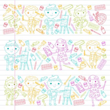 Çocukların yaratıcılık anaokulu, okul sanat çocuklar ve kızlar çizim ve resimleri Boyama Çocuk Sanat ve Tasarım Okulu