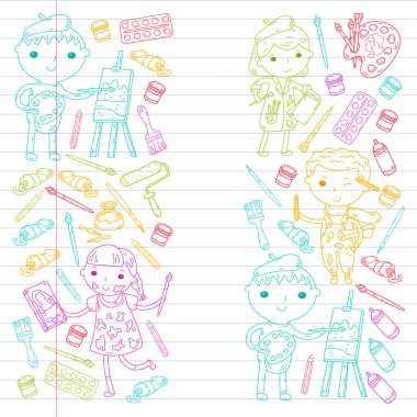 Çocukların yaratıcılık anaokulu, okul sanat çocuklar ve kızlar çizim ve resimleri Boyama Çocuk Sanat ve Tasarım Okulu