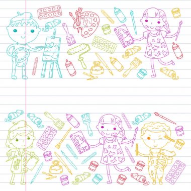 Çocukların yaratıcılık anaokulu, okul sanat çocuklar ve kızlar çizim ve resimleri Boyama Çocuk Sanat ve Tasarım Okulu