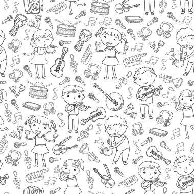 Müzik müzik aletleri anaokulu Doodle Icon collection çocukların müzik dersi için illüstrasyon iskambil şarkı, çocukları vektör çizim çocuklar için okul