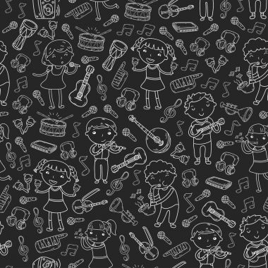Müzik müzik aletleri anaokulu Doodle Icon collection çocukların müzik dersi için illüstrasyon iskambil şarkı, çocukları vektör çizim çocuklar için okul