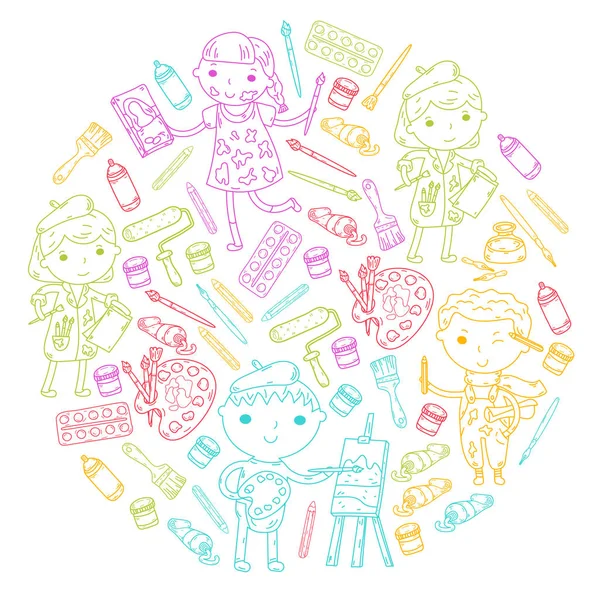 Çocukların yaratıcılık anaokulu, okul sanat çocuklar ve kızlar çizim ve resimleri Boyama Çocuk Sanat ve Tasarım Okulu