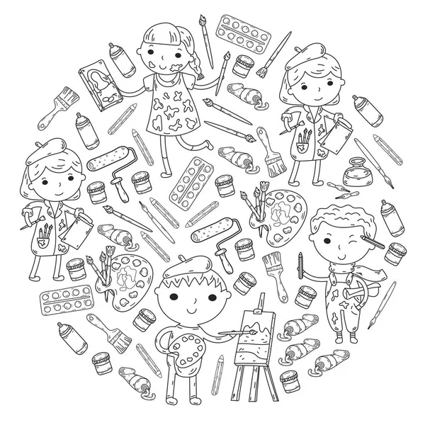 Çocukların yaratıcılık anaokulu, okul sanat çocuklar ve kızlar çizim ve resimleri Boyama Çocuk Sanat ve Tasarım Okulu