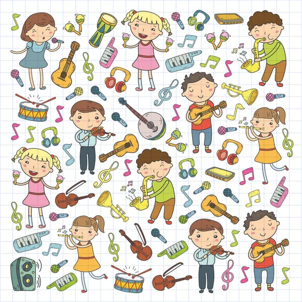 Müzik müzik aletleri anaokulu Doodle Icon collection çocukların müzik dersi için illüstrasyon iskambil şarkı, çocukları vektör çizim çocuklar için okul