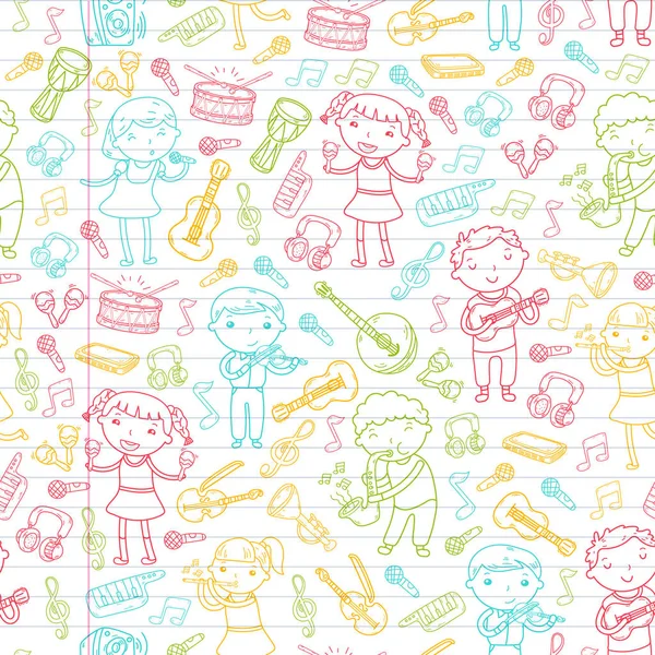 Müzik müzik aletleri anaokulu Doodle Icon collection çocukların müzik dersi için illüstrasyon iskambil şarkı, çocukları vektör çizim çocuklar için okul