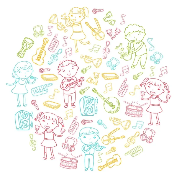 Müzik müzik aletleri anaokulu Doodle Icon collection çocukların müzik dersi için illüstrasyon iskambil şarkı, çocukları vektör çizim çocuklar için okul