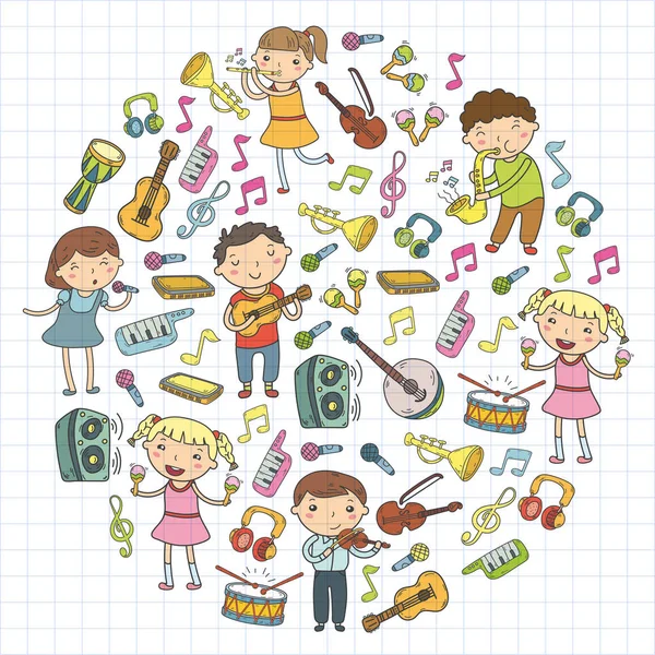 Müzik müzik aletleri anaokulu Doodle Icon collection çocukların müzik dersi için illüstrasyon iskambil şarkı, çocukları vektör çizim çocuklar için okul