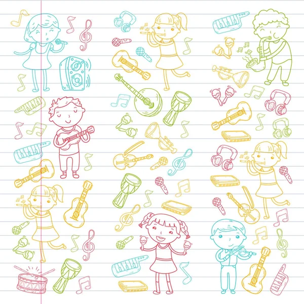Müzik müzik aletleri anaokulu Doodle Icon collection çocukların müzik dersi için illüstrasyon iskambil şarkı, çocukları vektör çizim çocuklar için okul