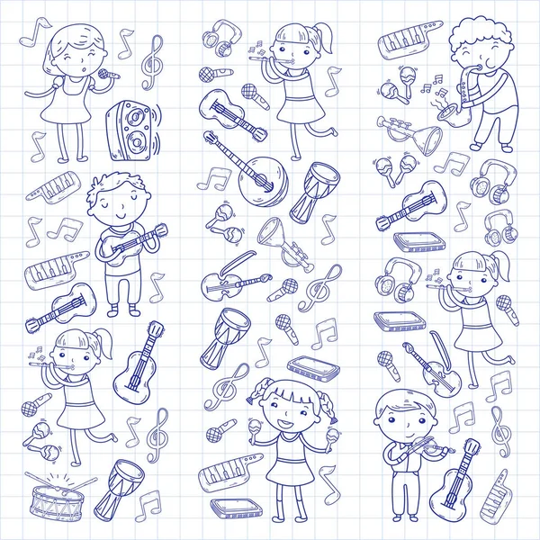 Müzik müzik aletleri anaokulu Doodle Icon collection çocukların müzik dersi için illüstrasyon iskambil şarkı, çocukları vektör çizim çocuklar için okul