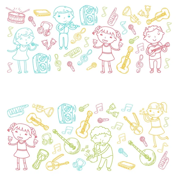 Müzik müzik aletleri anaokulu Doodle Icon collection çocukların müzik dersi için illüstrasyon iskambil şarkı, çocukları vektör çizim çocuklar için okul