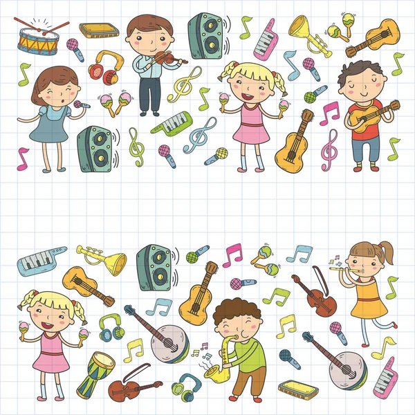 Müzik müzik aletleri anaokulu Doodle Icon collection çocukların müzik dersi için illüstrasyon iskambil şarkı, çocukları vektör çizim çocuklar için okul