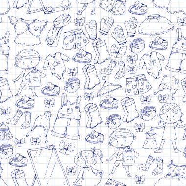 Çocuk anaokulu erkek ve kız giysileri ile yeni giyim koleksiyonu giyim elbise, pantolon, Ayakkabı, şapka, kapaklar, eldiven, eşarp. Prenses elbiseler