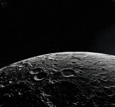 Ay yüzeyi. Ay ve uzay gerçekçi 3d render. Uzay ve gezegen. Uydu. Bulutsusu. Yıldız. Nasa tarafından döşenmiş bu görüntü unsurları.