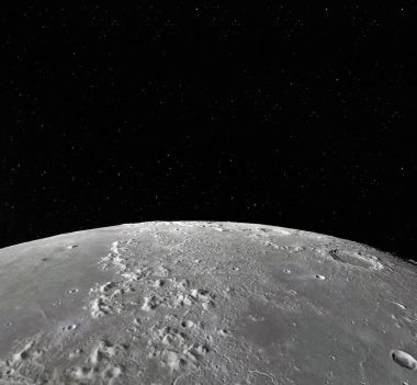 Ay yüzeyi. Ay ve uzay gerçekçi 3d render. Uzay ve gezegen. Uydu. Bulutsusu. Yıldız. Nasa tarafından döşenmiş bu görüntü unsurları.