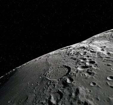 Ay yüzeyi. Ay ve uzay gerçekçi 3d render. Uzay ve gezegen. Uydu. Bulutsusu. Yıldız. Nasa tarafından döşenmiş bu görüntü unsurları.