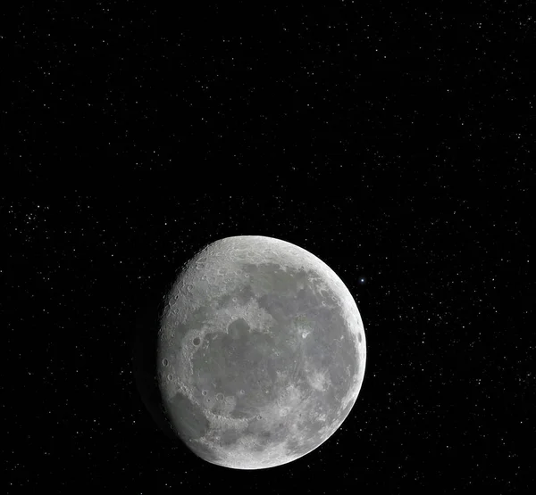 Поверхность Луны Воссоздание 3D рендеринга Луны и космоса. Космос и планета. Спутник. Туманность. Звезды. Элементы этого изображения предоставлены НАСА . — стоковое фото