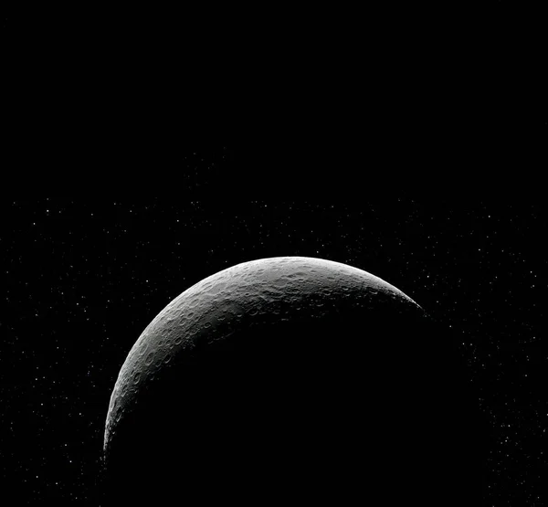 Superficie lunar. Realista 3d renderizado de la luna y el espacio. Espacio y planeta. Satélite. Nebulosa. Estrellas. Elementos de esta imagen proporcionados por la NASA . —  Fotos de Stock