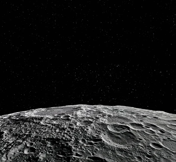 Ay yüzeyi. Ay ve uzay gerçekçi 3d render. Uzay ve gezegen. Uydu. Bulutsusu. Yıldız. Nasa tarafından döşenmiş bu görüntü unsurları.