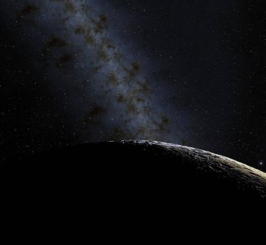 Ay yüzeyi. Ay ve uzay gerçekçi 3d render. Uzay ve gezegen. Uydu. Bulutsusu. Yıldız. Nasa tarafından döşenmiş bu görüntü unsurları.