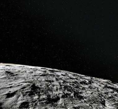 Ay yüzeyi. Ay ve uzay gerçekçi 3d render. Uzay ve gezegen. Uydu. Bulutsusu. Yıldız. Nasa tarafından döşenmiş bu görüntü unsurları.