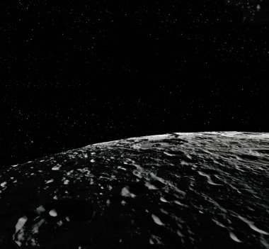 Ay yüzeyi. Ay ve uzay gerçekçi 3d render. Uzay ve gezegen. Uydu. Bulutsusu. Yıldız. Nasa tarafından döşenmiş bu görüntü unsurları.