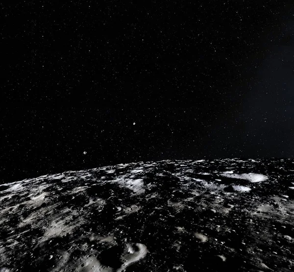 A superfície lunar. Renderização 3D realista da lua e do espaço. Espaço e planeta. Satélite. Nebulosa. Estrelas. Elementos desta imagem fornecidos pela NASA . — Fotografia de Stock