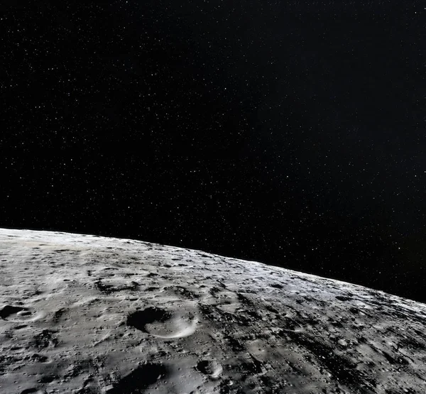 달 표면입니다. 달과 공간의 현실적인 3d 렌더링입니다. 공간과 행성입니다. 위성입니다. 성운입니다. 별입니다. Nasa에서 제공 하는이 이미지의 요소. — 스톡 사진