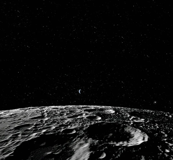 Ay yüzeyi. Ay ve uzay gerçekçi 3d render. Uzay ve gezegen. Uydu. Bulutsusu. Yıldız. Nasa tarafından döşenmiş bu görüntü unsurları. — Stok fotoğraf