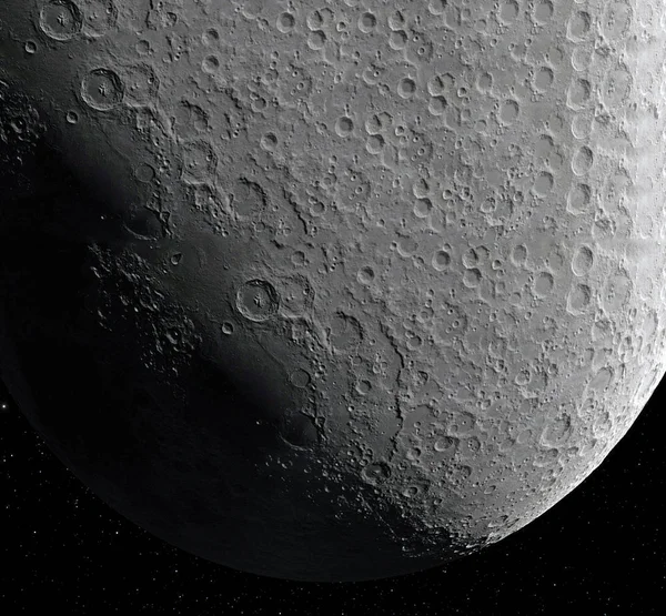 Ay yüzeyi. Ay ve uzay gerçekçi 3d render. Uzay ve gezegen. Uydu. Bulutsusu. Yıldız. Nasa tarafından döşenmiş bu görüntü unsurları. — Stok fotoğraf