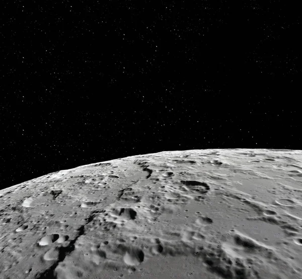 Ay yüzeyi. Ay ve uzay gerçekçi 3d render. Uzay ve gezegen. Uydu. Bulutsusu. Yıldız. Nasa tarafından döşenmiş bu görüntü unsurları.