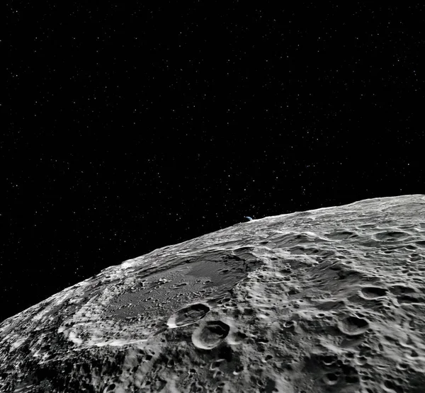 Suprafaţa Lunii. Realist redare 3D a Lunii și a spațiului. Spaţiu şi planetă. Satelit. Nebuloasa. Stele. Elemente ale acestei imagini furnizate de NASA . — Fotografie, imagine de stoc