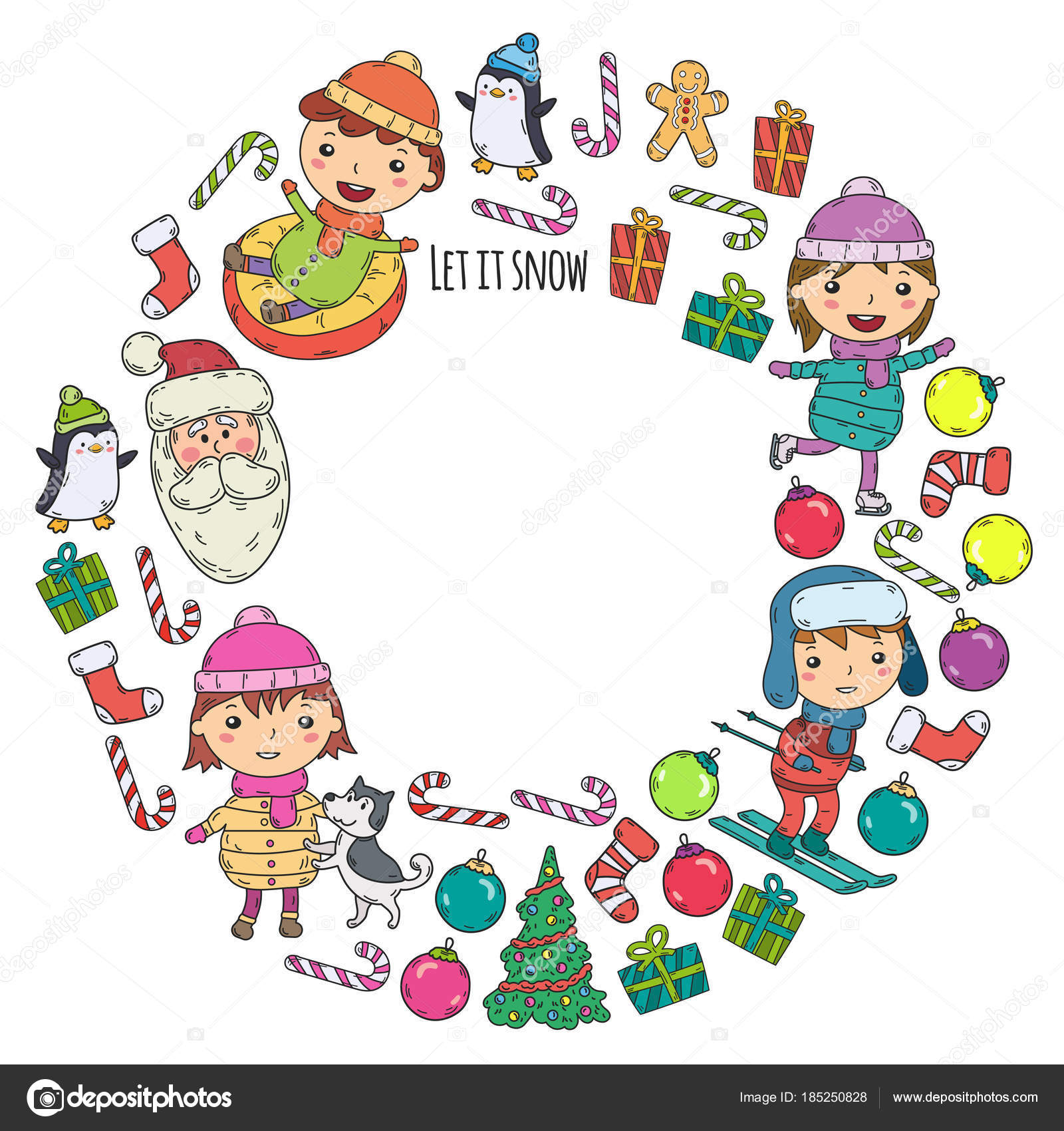 Dzieci I Gry Zimowe Narty Sanki święto Bożego Narodzenia