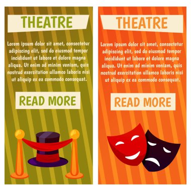 Vektör afiş tiyatro simgeler düz illüstrasyon tasarımı ile. Maske. Festivali