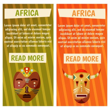 Afrika. Egzotik Kıta için seyahat. Afiş vektör simgeleri ile