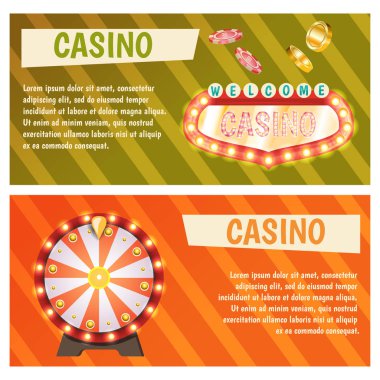 Vektör düz casino kutsal kişilerin resmi ile afiş. Büyük zafer, slot, rulet.