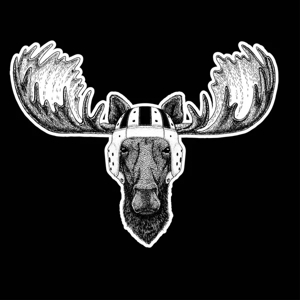 Rugbyspeler. Eland, elk Hand getekende illustratie voor tattoo, badge, embleem, logo, patch, t-shirt — Stockvector