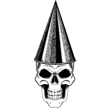 Kafatası giyen doğum günü Kupası. Ağır metal, rock partisi. Müzik Festivali. Şeytani doğum günü partisi.