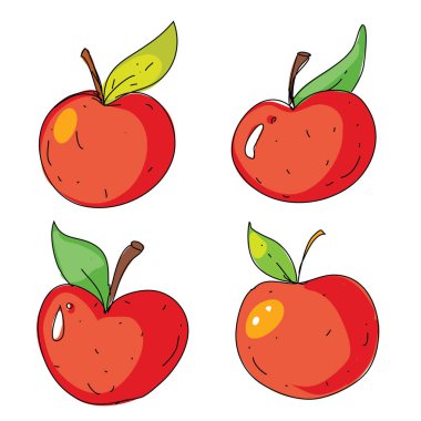 Apple desen için. Bahçe, elma suyu. Vektör elma Illustration. Doodle simgesi