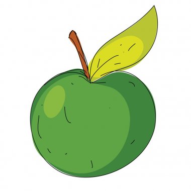Apple desen için. Bahçe, elma suyu. Vektör elma Illustration. Doodle simgesi