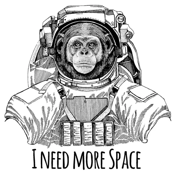 Diseño De Camisetas Con Mono Astronauta Disfrazado De Astronauta. Diseño De  Impresión Colorido De Astronauta Chimpancé En Estilo De Dibujos Animados  Sobre Fondo Oscuro. Ilustración Generada Por Ai Fotos, retratos, imágenes y