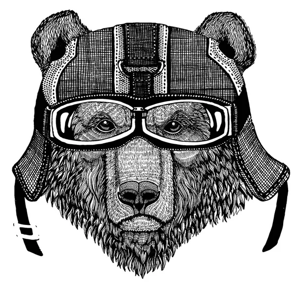 Бурый медведь Русский медведь Рисунок ручной работы для татуировки, футболки, эмблемы, значка, логотипа, заплаты — стоковый вектор
